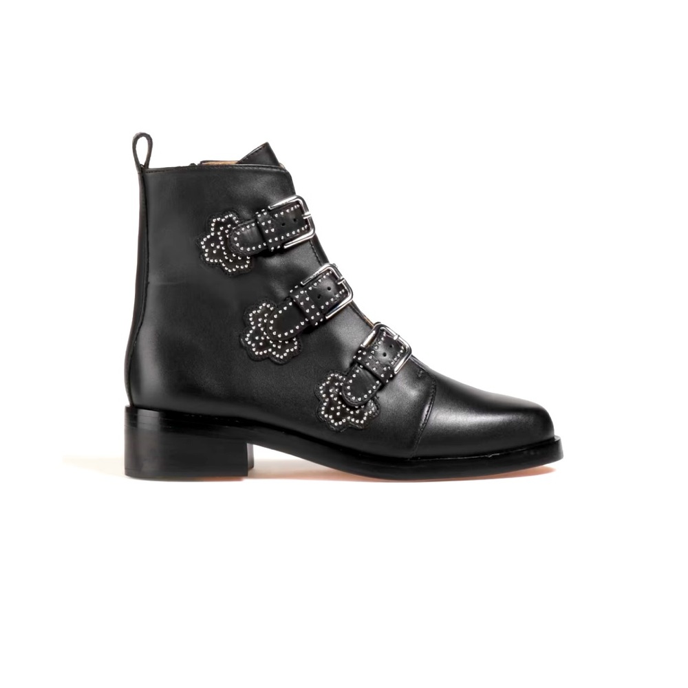 NIB MAJE Fortune studded leather ankle boots size 37